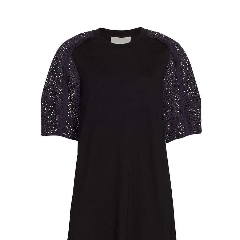 3.1 Philip Lim Eyelet Puff-sleeve Minidress In Black Midnight